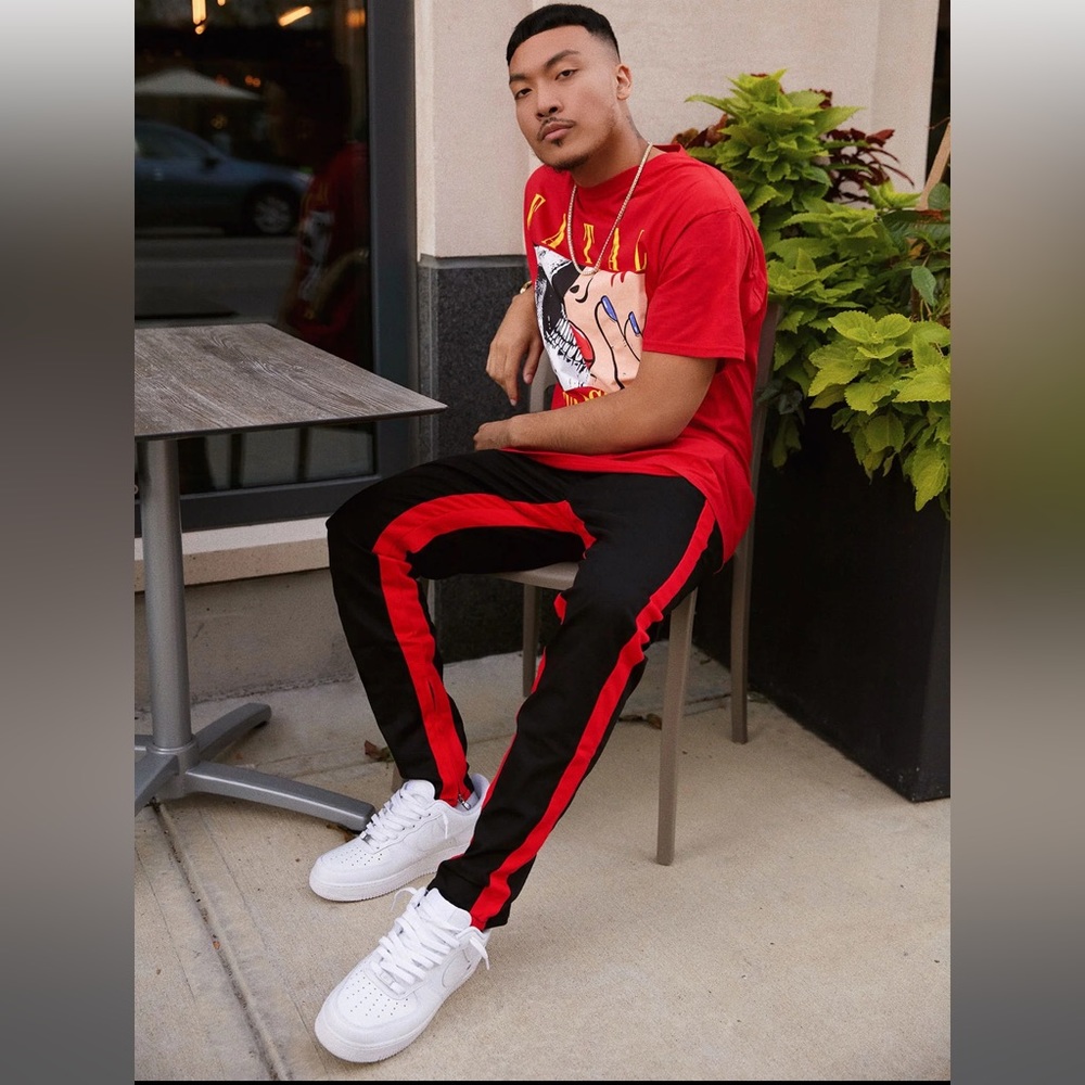 Travis Twill Joggers Black and Red - Picture 5 of 6